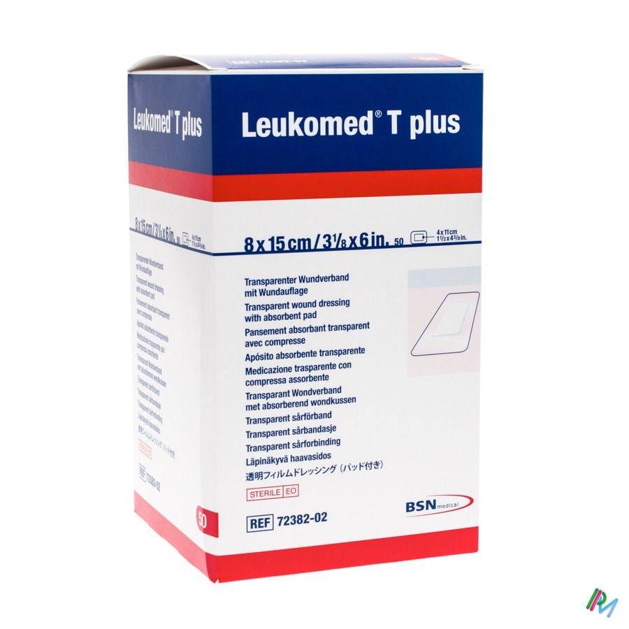 8cm x 15cm Leukomed T Plus gagnsæ filmu umbúðir