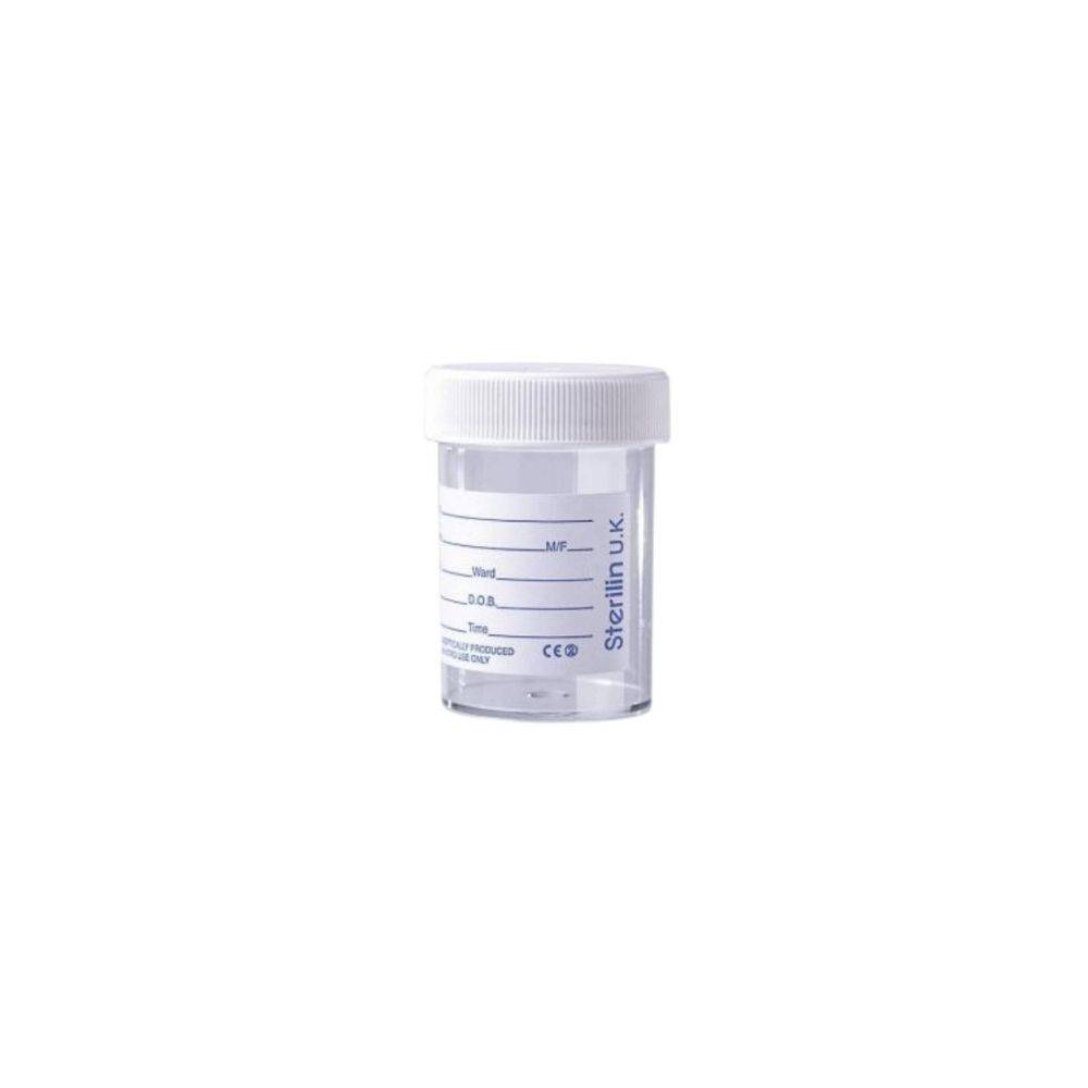 60ml Sterilin þvagflaska með merki