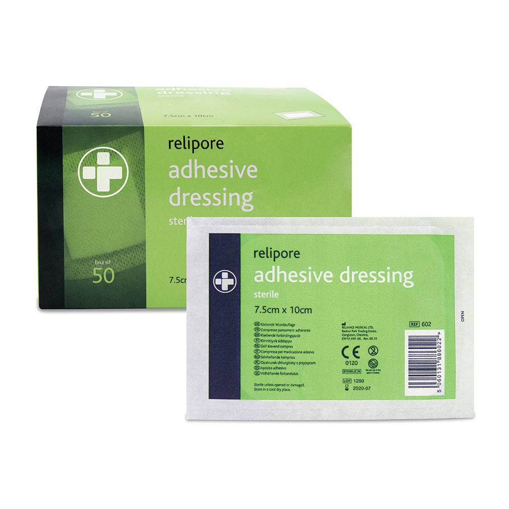 Relipore Adhesive Dressing Pads 10cm x 7.5cm Box of 50 - UKMEDI