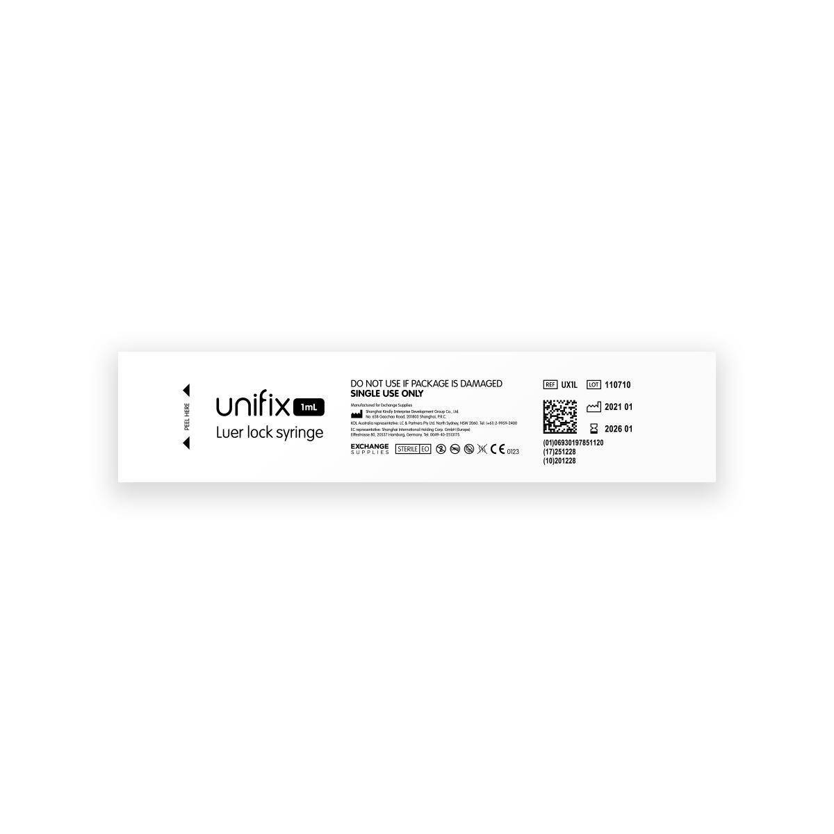1ml Unifix Luer Lock sprauta