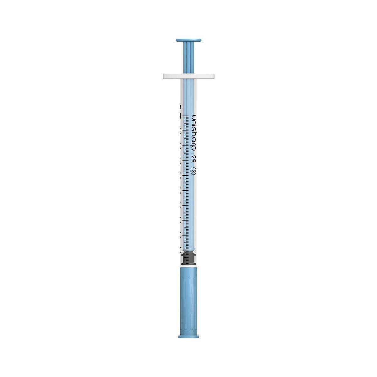 1ml 0,5 tommu 29g blá einsharp sprauta og nál u100