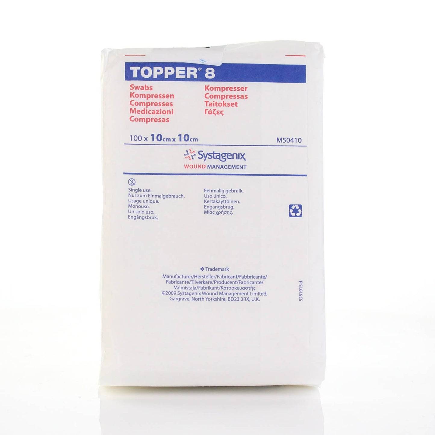 10cm x 10cm Topper 8 4 laga ósótthreinsaðar þurrkur Pakkning með 100 J&J