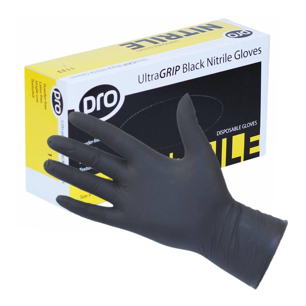 PRO UltraGRIP svart nítríl hanskabox með 100 stk