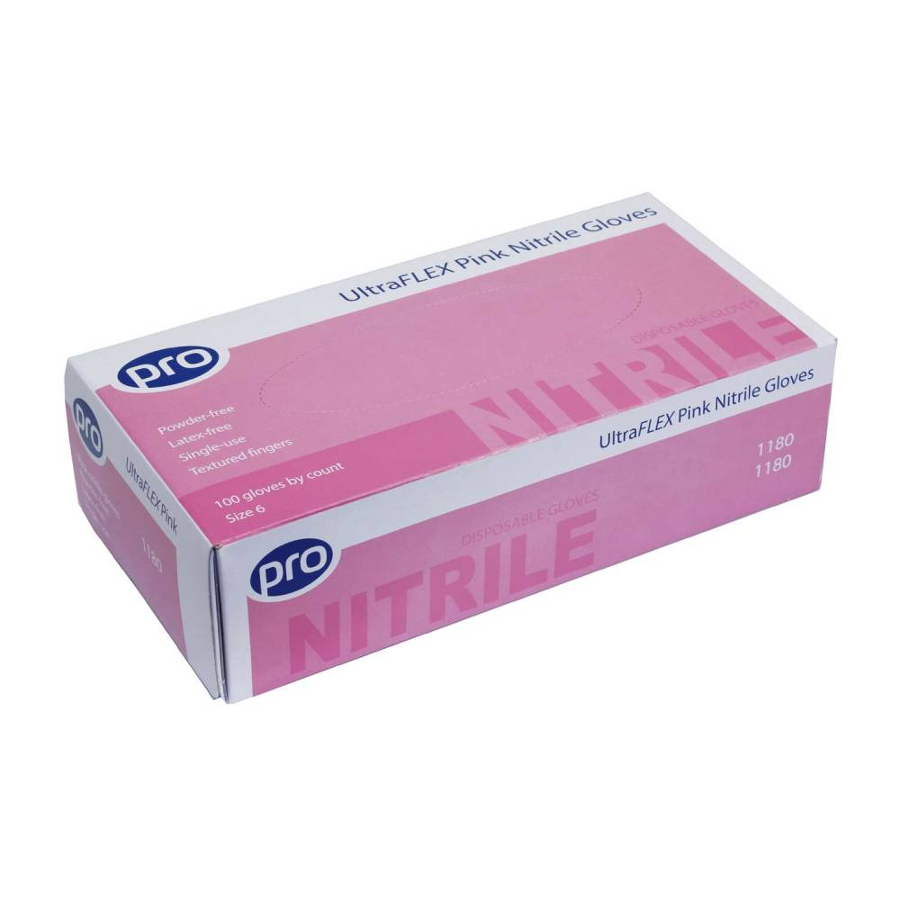 PRO UltraFLEX bleikur nítrílhanskabox með 100 stk
