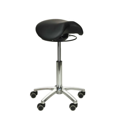 Black Saddle Stool with Swing Mechanism