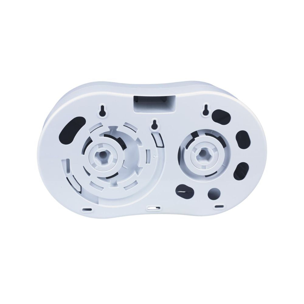 PRO Coreless Twin Micro Jumbo Toilet Roll Dispenser White Plastic