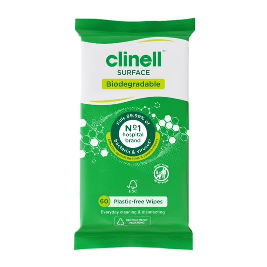 Clinell Universal lífbrjótanlegar yfirborðsþurrkur 60 pakki