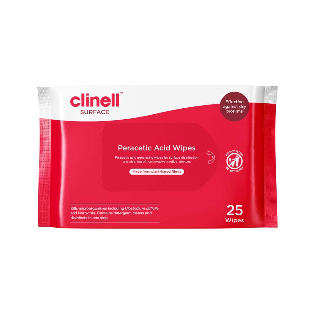 Clinell Peracetic Acid Wipes Pakki með 25