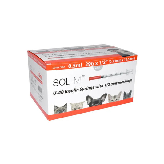 Sol-Vet 0,5 ml 29g x 0,5 tommu U40 sprauta með fastri nál