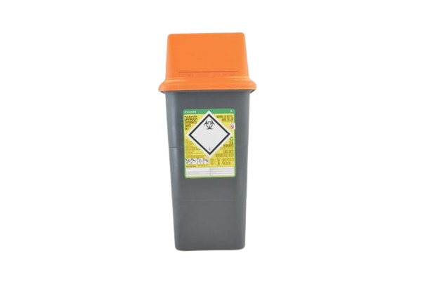 7 lítra Sharpsafe Grey Sharps Bin Appelsínugult lok