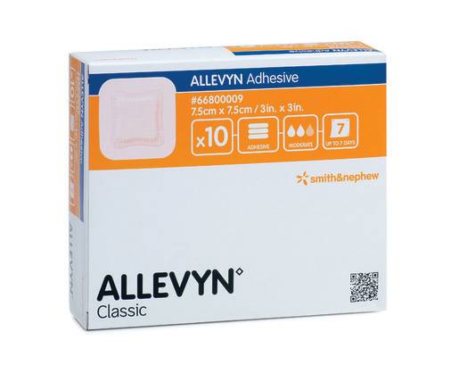 7.5cm x 7.5cm Allevyn Adhesive Dressing - UKMEDI - UK MEDICAL SUPPLIES