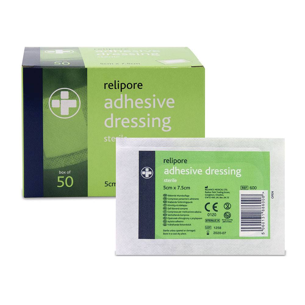 5cm x 7,5cm Relipore límklæðningarpúðar 50 stk