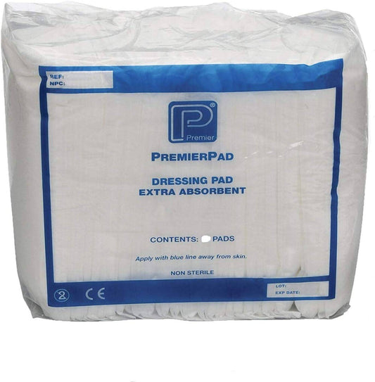 PremierPad Non–Sterile Wound Dressing Pads 10cm x 12 cm Pack of 100