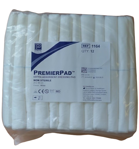 PremierPad ósótthreinsaðar sáraslúður 20 cm x 40 cm Pakki með 12