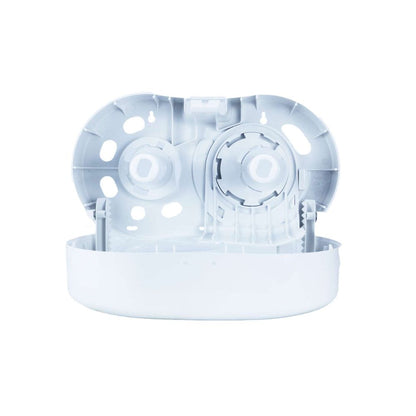 PRO Micro Jumbo Twin Toilet Roll Dispenser White Plastic