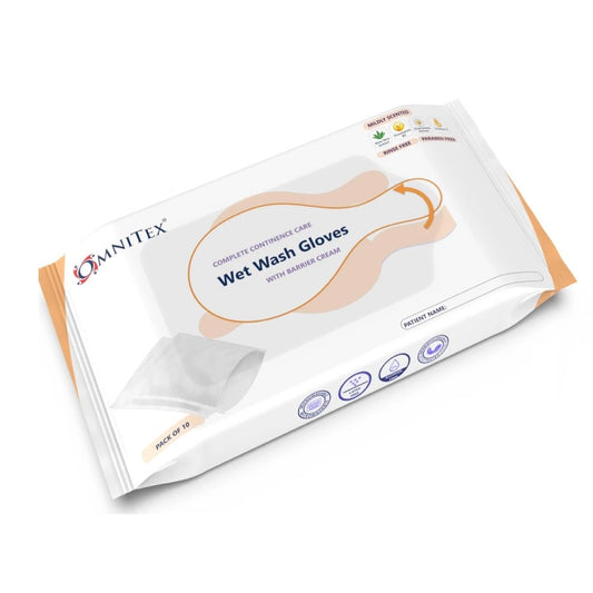Omnitex Bed Bath Wet Wash Hanskar með Barrier Cream Pakki með 10