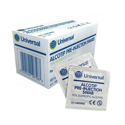 Universal Alcotip Pre Injection þurrkur 70% áfengisþurrkur