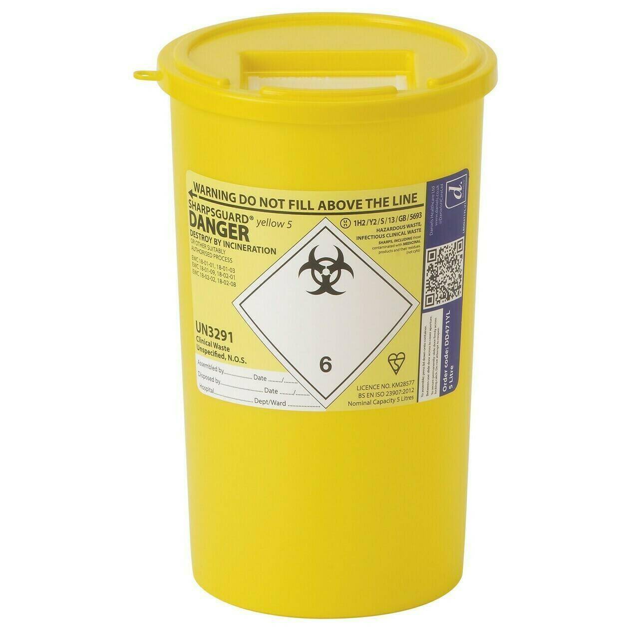 5 lítra Sharpsguard Yellow Sharps Bin