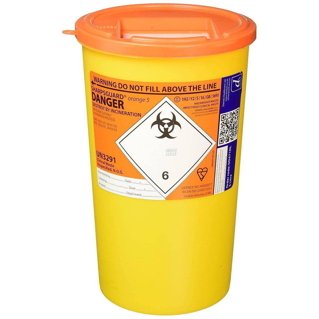 5 lítra Sharpsguard Orange Sharps bakka