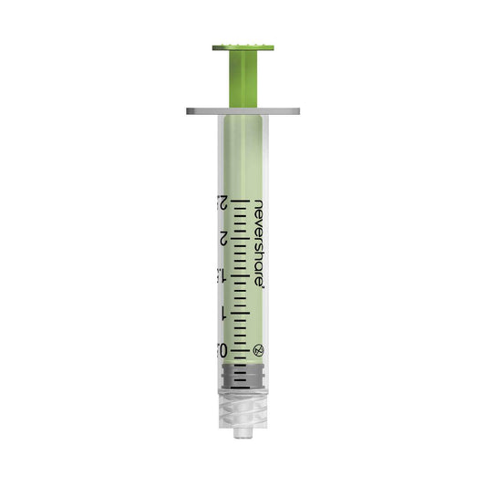 2,5ml Grænar Nevershare Luer Lock sprautur