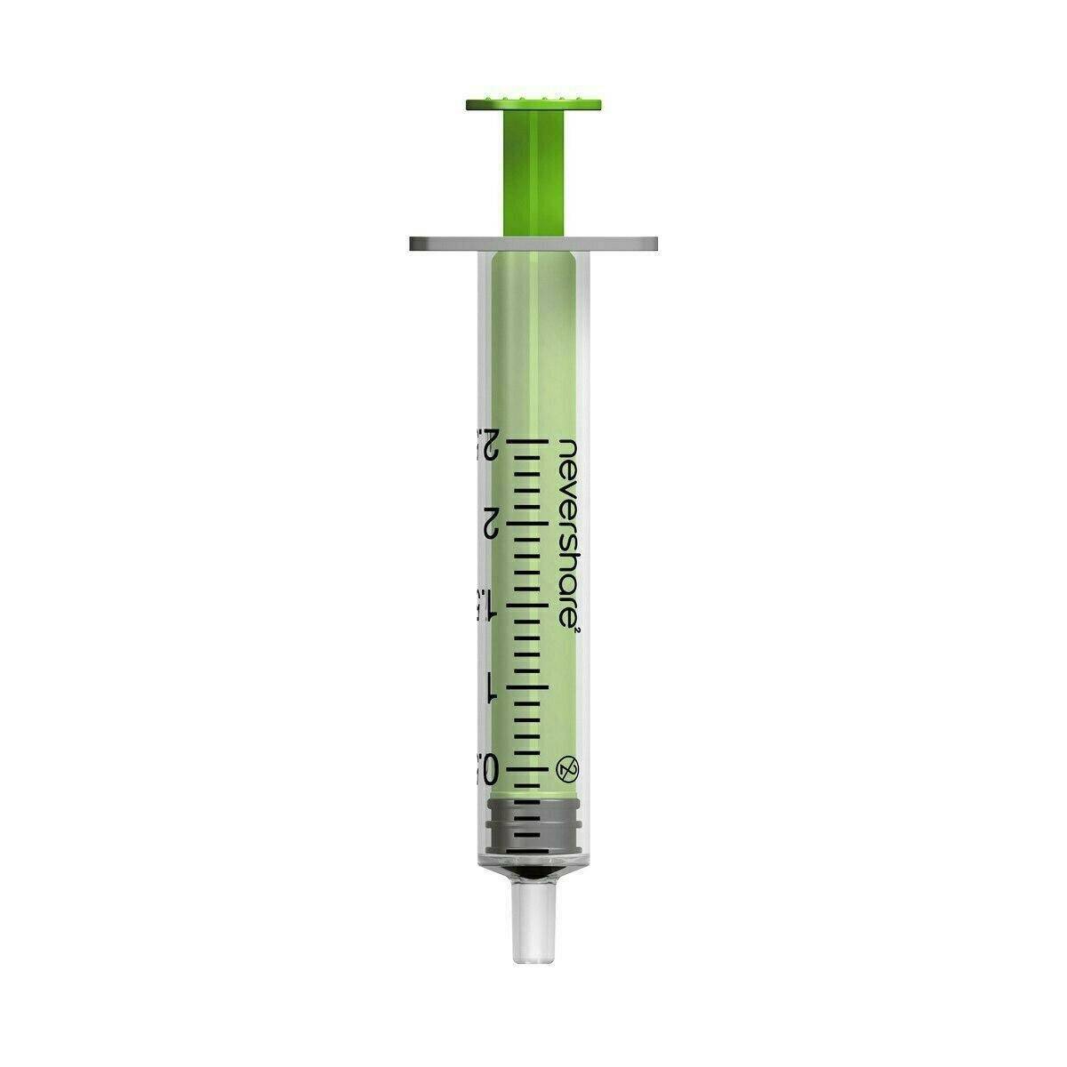 2,5ml Nevershare Green Luer Slip sprautur