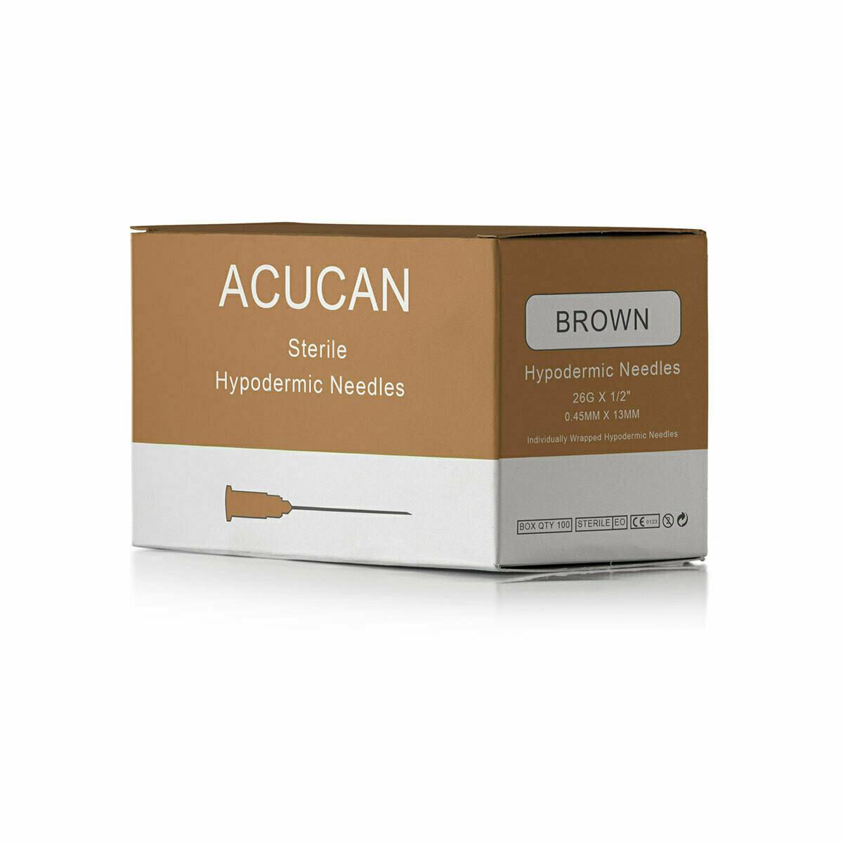 Acucan 26g Brown 0.5 inch Acucan Needles UKMEDI UK Medical Supplies