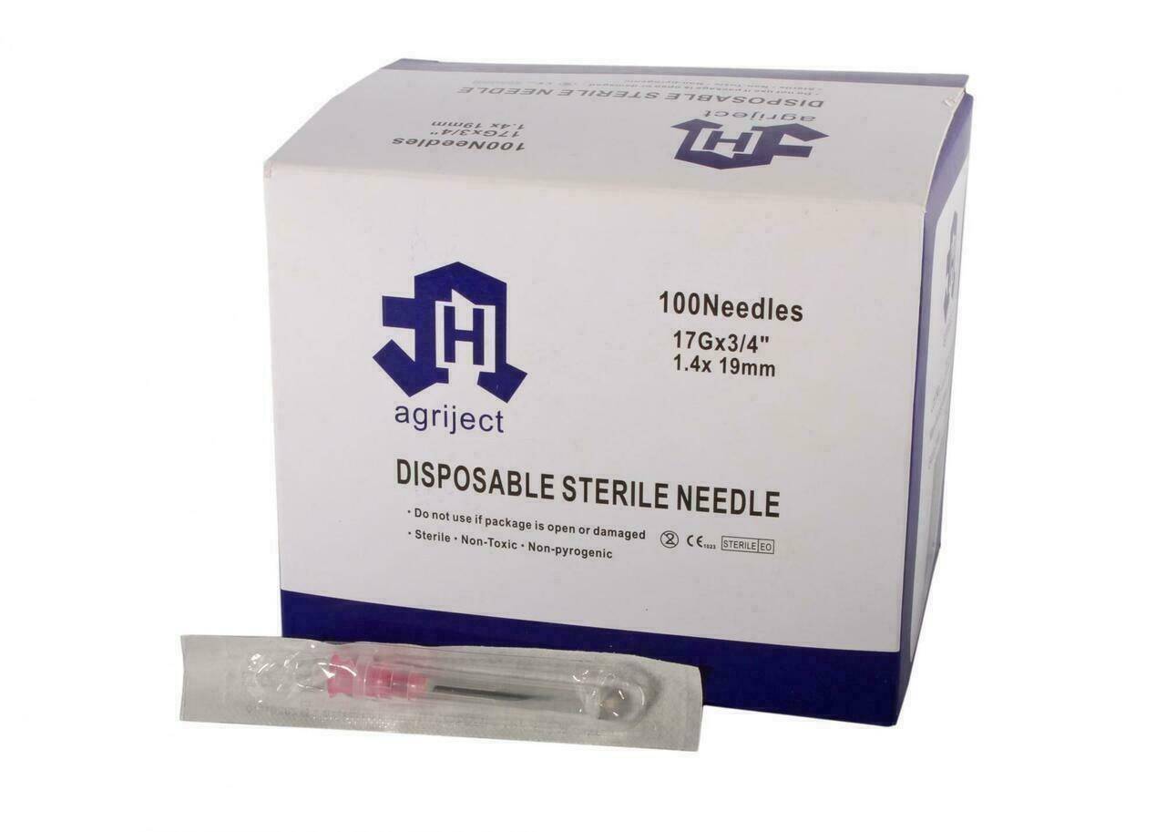 Agriject 17g 3/4 inch Agriject Disposable Needles Poly Hub UKMEDI UK Medical Supplies