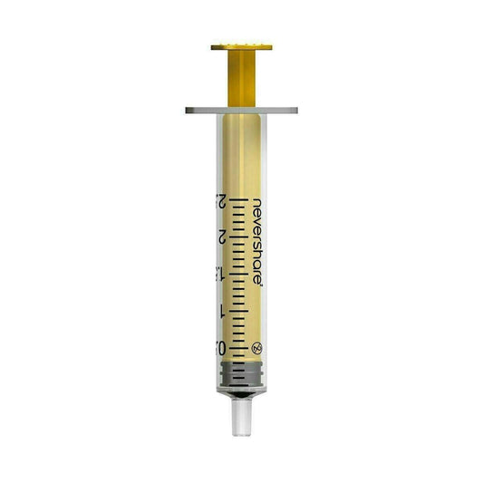 2.5ml Nevershare Yellow Luer Slip Syringes 245ls UKMEDI.CO.UK