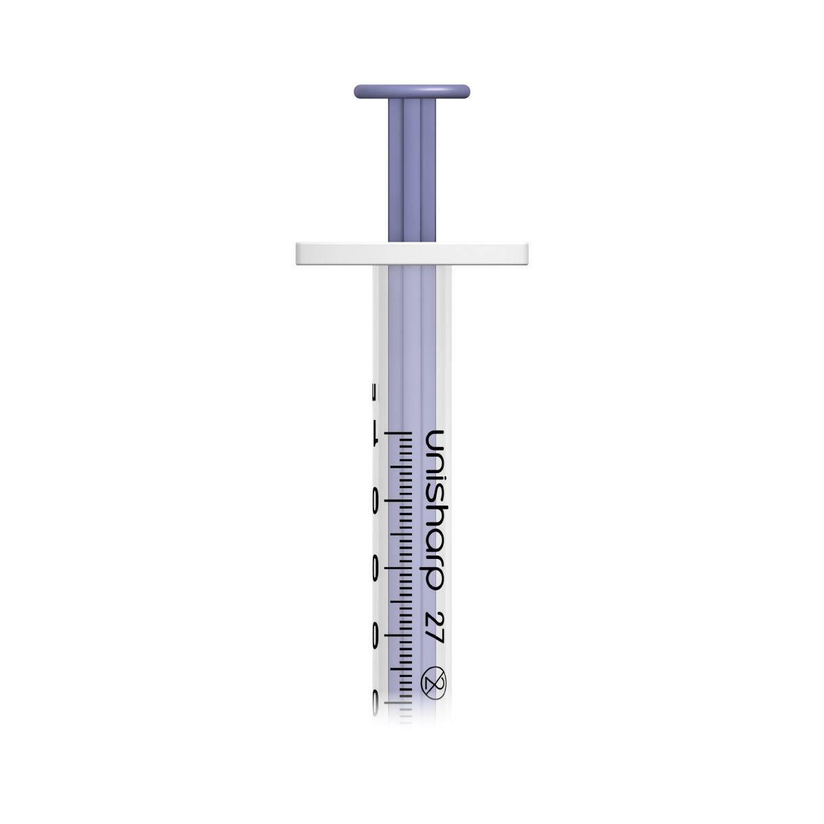 Unisharp 1ml 0.5 inch 27g Violet Unisharp Syringe and Needle u100 UF27V UKMEDI - UK Medical Supplies