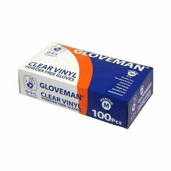 Gloveman Powder Free Clear Vinyl Hanskar