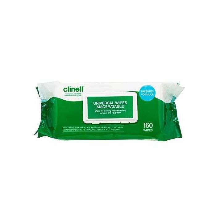 Clinell Universal Maceratable Wipes Pakki með 160