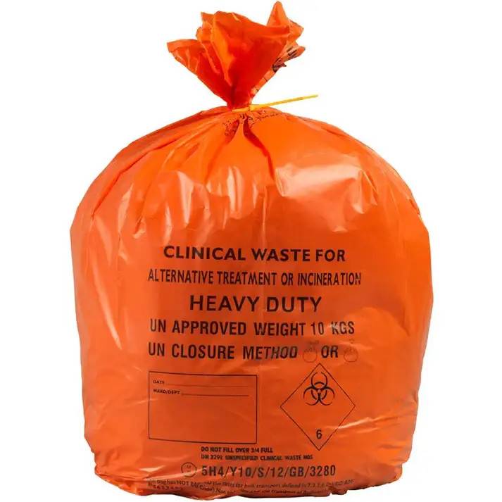 28 x 38 tommu Orange Duty klínískir úrgangspokar 90 lítra rúlla með 25