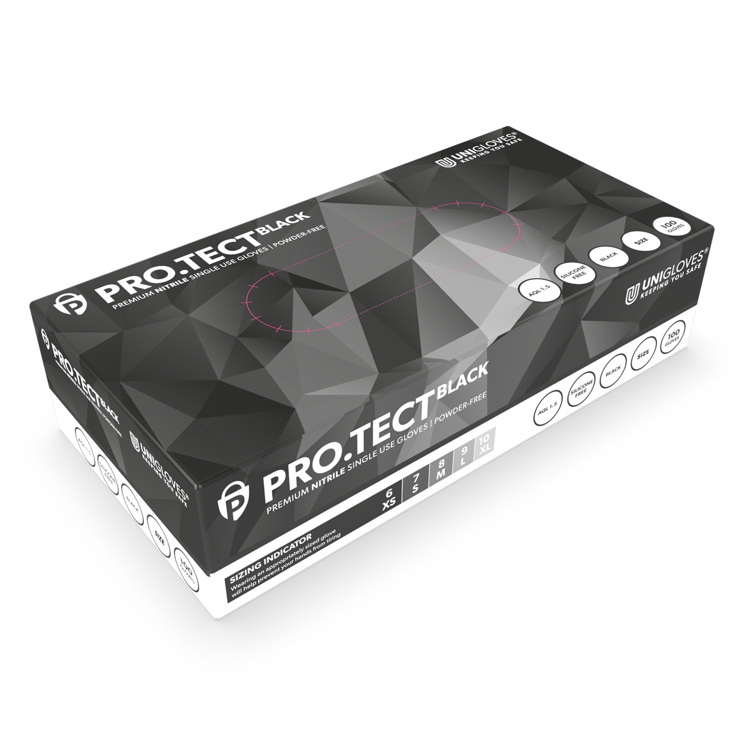 PRO.TECT Black Nitrile Hanskabox með 100 stk