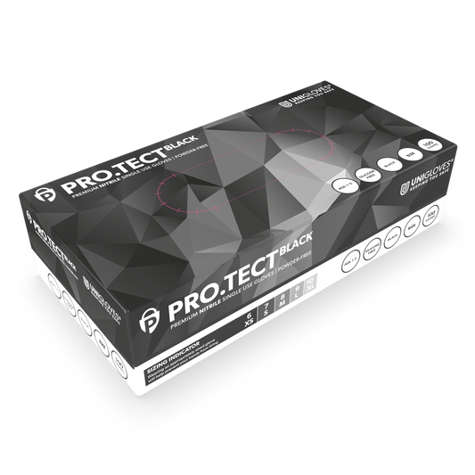 PRO.TECT Black Nitrile Hanskabox með 100 stk