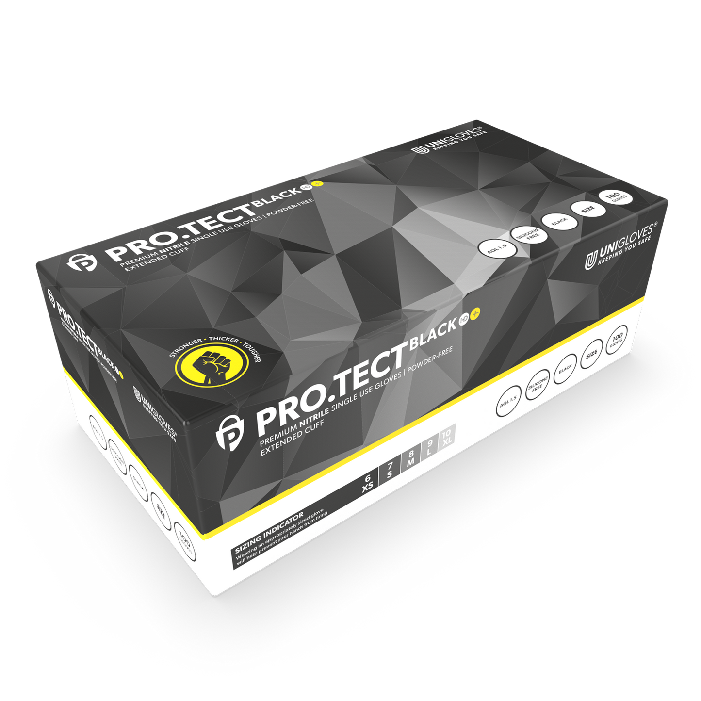 PRO.TECT Black HD+ Nitrile Heavy Duty Long Cuff hanskar