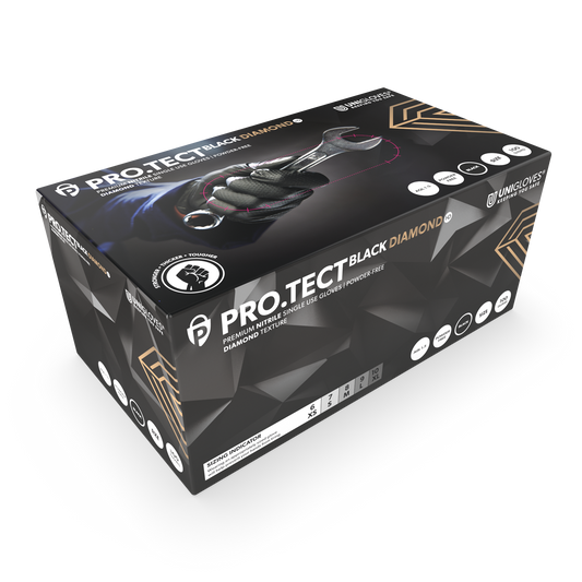 PRO.TECT Black Diamond HD áferð nítríl hanskabox með 100 stk