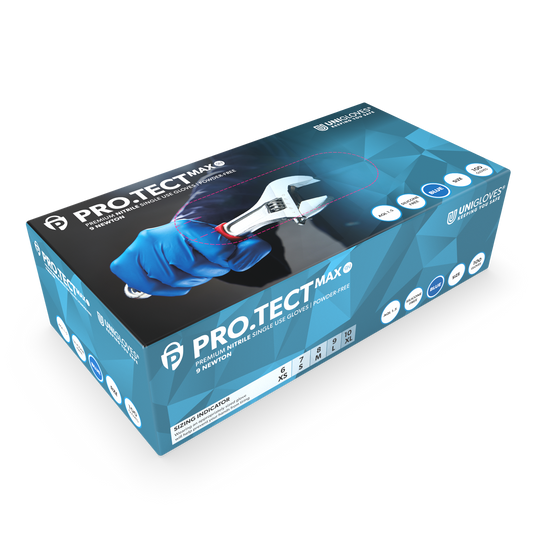 PRO.TECT Max 9N Nitriile bláir hanskar Extra sterkir 100 stk