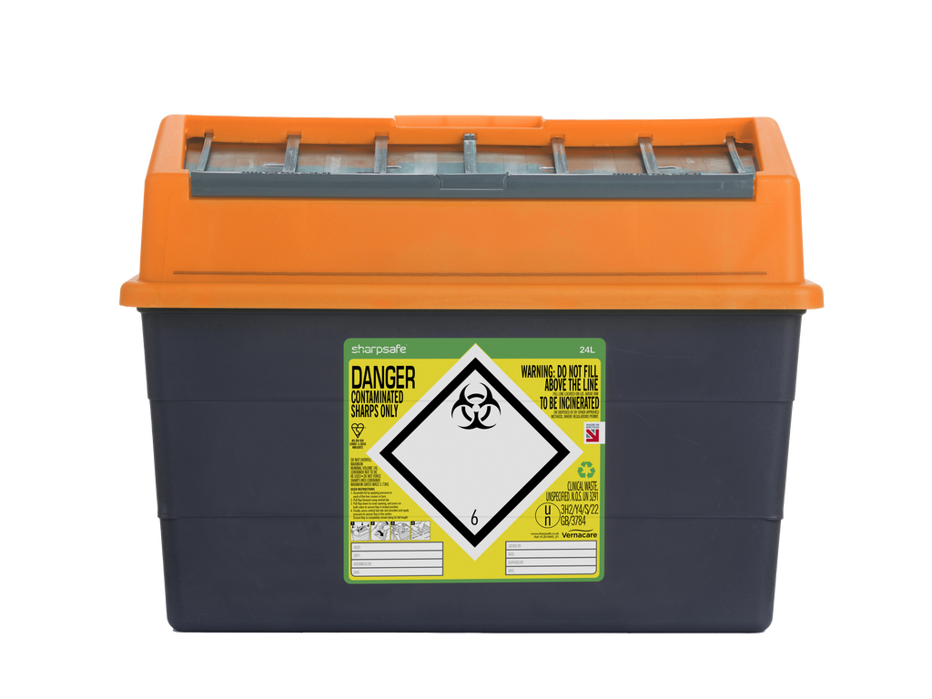 24 lítra Sharpsafe appelsínugul skarpskúta