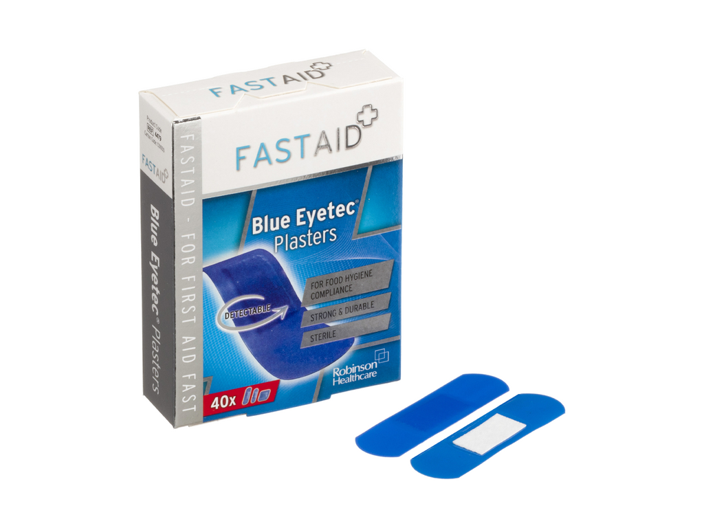 Fast Aid Sterile Blue Eyetec plástur 40 úrvals plástur í 3 stærðum