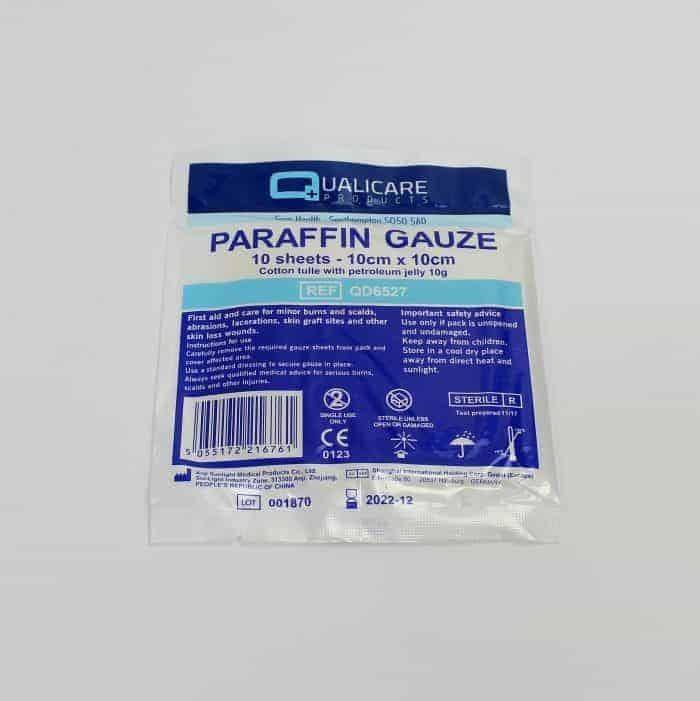 Dauðhreinsuð paraffín grisja dressing 10cm x 10cm (10 pk)