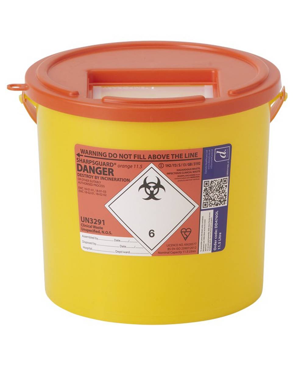 11,5 lítra Sharpsguard Orange Sharps bakka