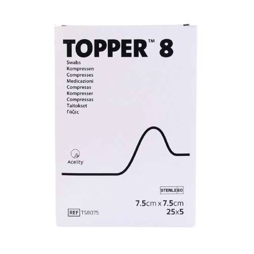 7,5 cm x 7, cm Topper 8 12 laga ósæfðar þurrkur 125 J&J