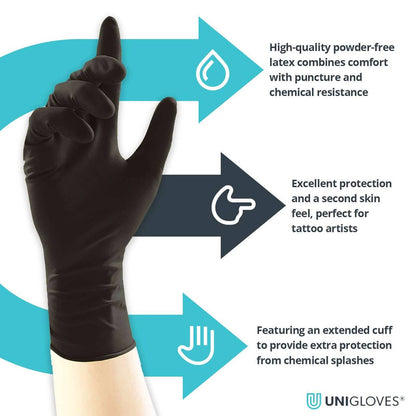 Unigloves Select Black Latex Long Cuff hanskar