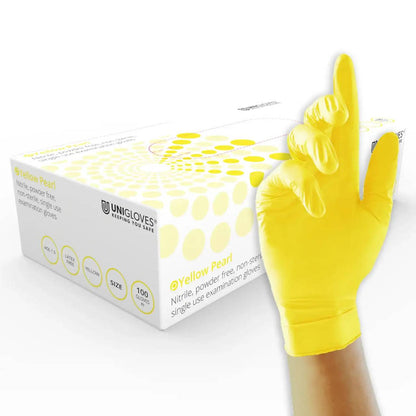 Unigloves Yellow Pearl Nitrile Hanskar