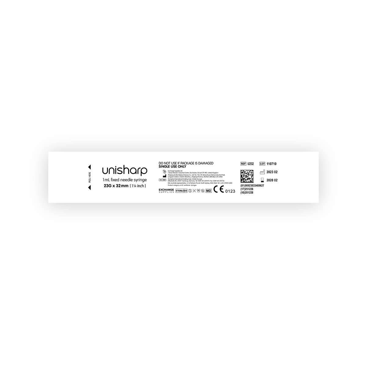 1ml 23G 32mm 1.25 inch Unisharp Syringe and Needle u100 - UKMEDI